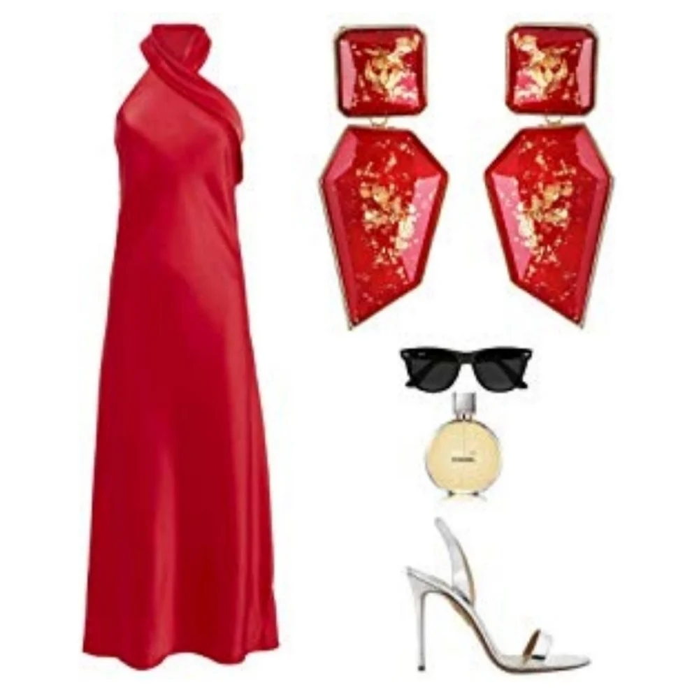 🧚Host Pick - NWT Oversized Red Gold Flake Geometric Gold Drop Earrings